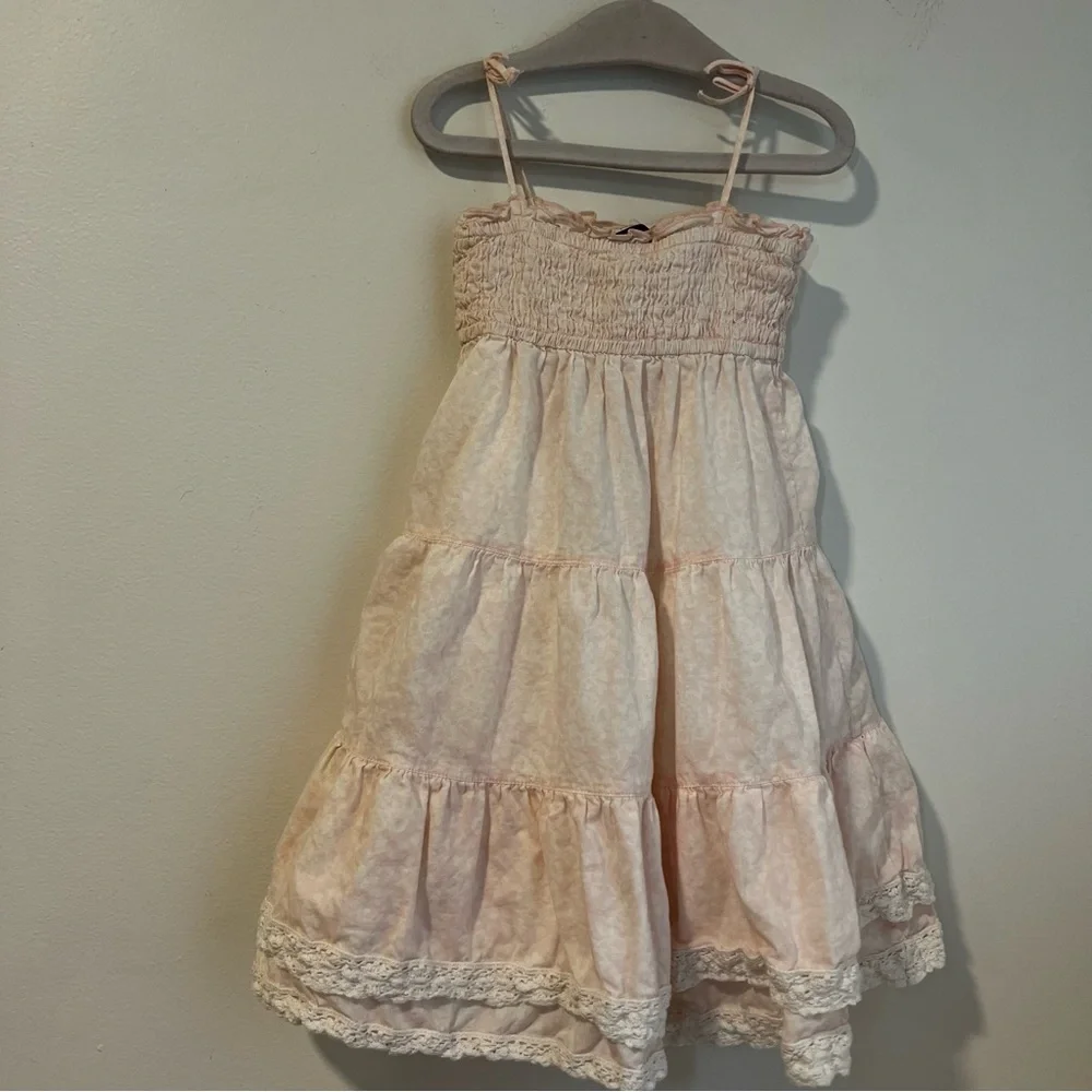 Baby Gap Pink Tiered Lace Dress 12-18M Smocked Spaghetti Straps